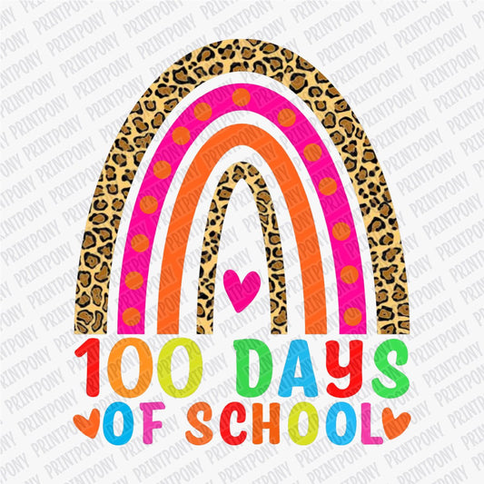 100 Days of School Leopard Rainbow DTF Transfer - PrintPony