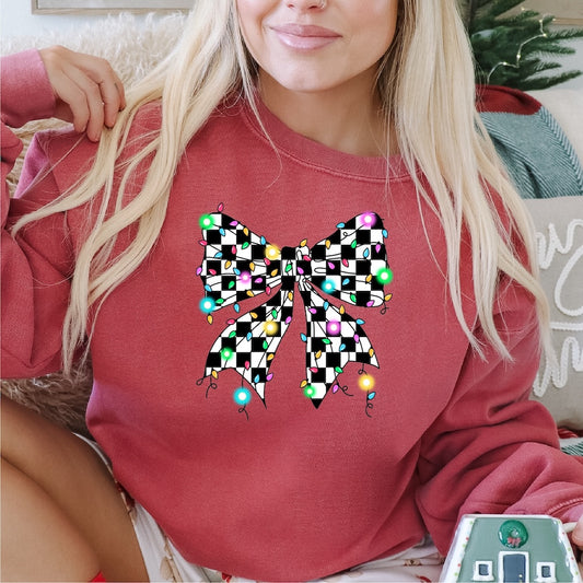 Checkered Black and White Ribbon DTF Transfer