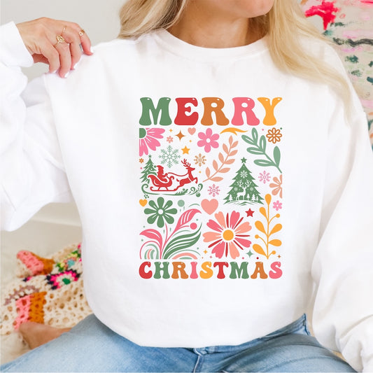 Merry Christmas Floral DTF transfer