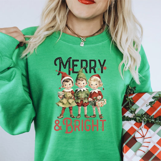 Merry and Bright Elves DTF transfer