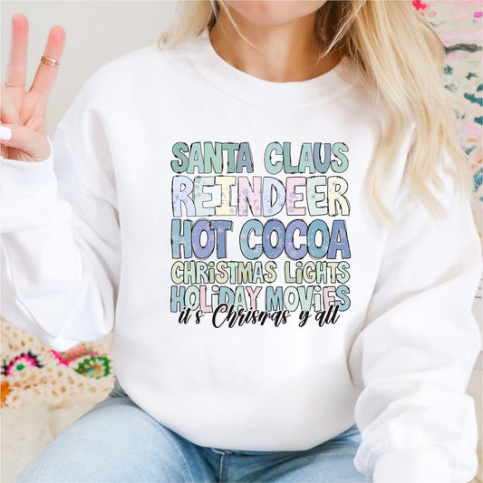 Santa Claus, Reindeer, Hot Cocoa.. it's Christmas DTF transfer