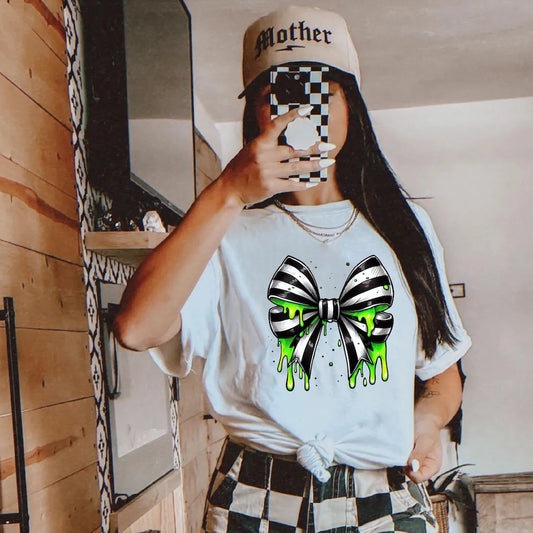 Toxic Striped Bow DTF transfer