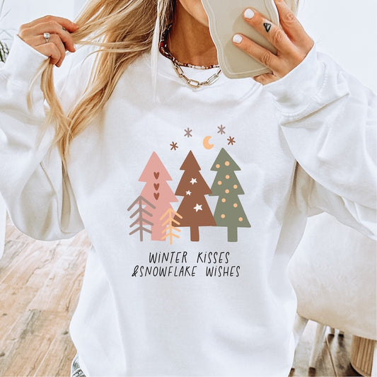 Winter Kisses & Snowflake Wishes Boho DTF transfer