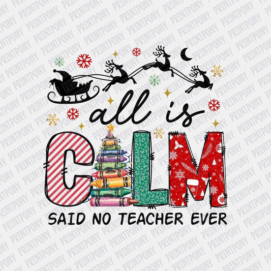 All is calm, said no Teacher ever - DTF Transfer - Print Pony‚Ñ¢