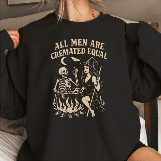 All Men are Cremated Equal Halloween DTF Transfer (Beige) - PrintPony™