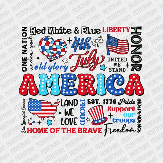 America, Home of the Brave - Patriotic DTF transfer - PrintPony