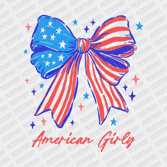 American Girly Coquette Ribbon Patriotic DTF transfer - PrintPony