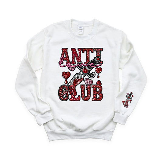 Anti - love Club Faux Rhinestones with Sleeve Design DTF Transfer - PrintPony