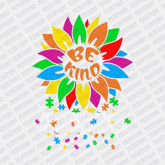 Autism Be Kind Flower DTF Transfer - PrintPony