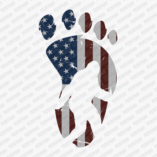 Bigfoot Imprint with American Flag DTF Transfer - PrintPony®
