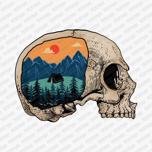 Camping Skull Mountain DTF Transfer - PrintPony®