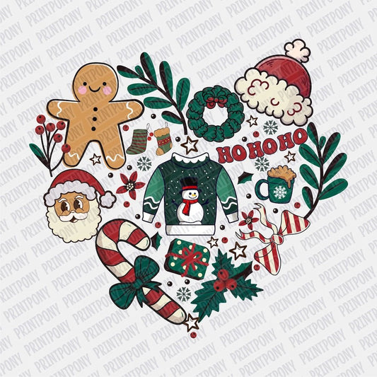 Christmas Retro Heart DTF Transfer - Print Pony‚Ñ¢
