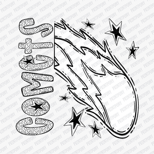 Comets Mascot Dotted Design DTF Transfer - PrintPony™