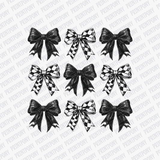 Coquette Black and Plaid Pumpkins and Bows DTF Transfer - PrintPony™