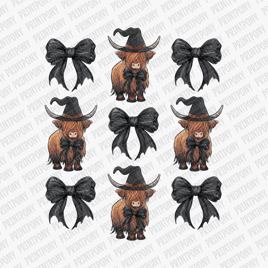 Coquette Black Bows and Highland Cows DTF Transfer - PrintPony™