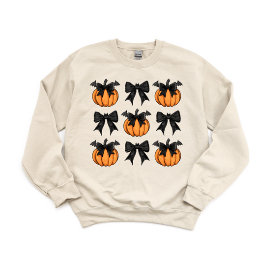Coquette Black Bows with Bats and Pumpkins DTF Transfer - PrintPony™