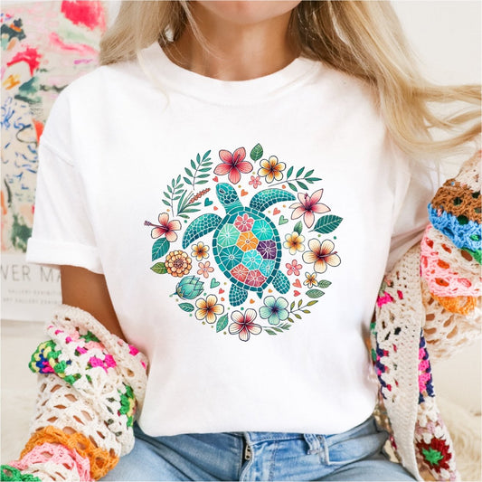 Coquette Floral Sea Turtle - DTF transfer - PrintPony