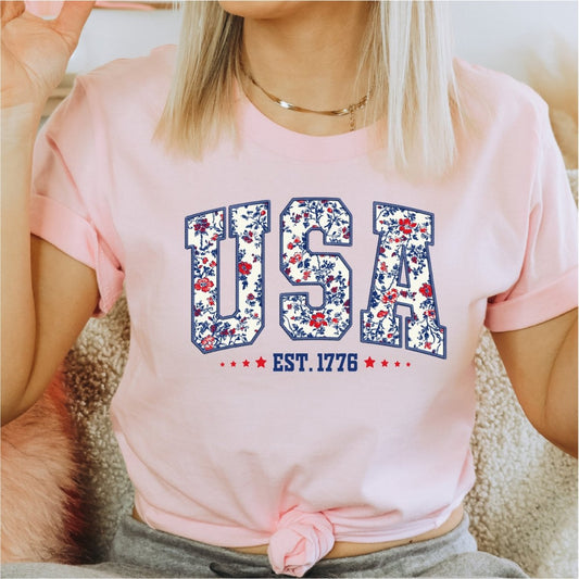 Coquette Floral USA Patriotic DTF transfer - PrintPony