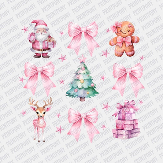 Coquette Pink Christmas DTF transfer - Print Pony‚Ñ¢