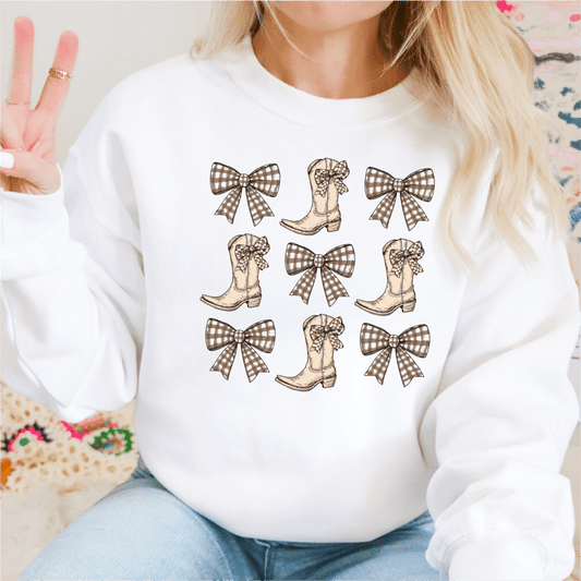 Coquette Plaid Bows and Cowgirl Boots DTF Transfer - PrintPony™