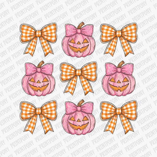 Coquette Plaid Bows and Pink Pumpkins DTF Transfer - PrintPony™