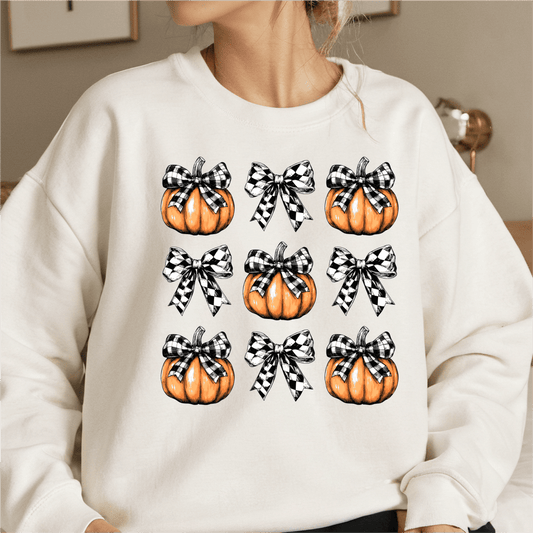 Coquette Plaid Bows and Pumpkins DTF Transfer - PrintPony™