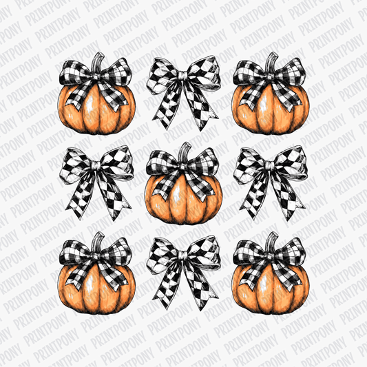 Coquette Plaid Bows and Pumpkins DTF Transfer - PrintPony™