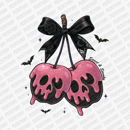 Coquette Ribbon and Skulls Halloween DTF Transfer - PrintPony™