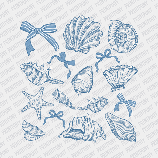 Coquette Sea Shells and Ribbons - DTF transfer - PrintPony