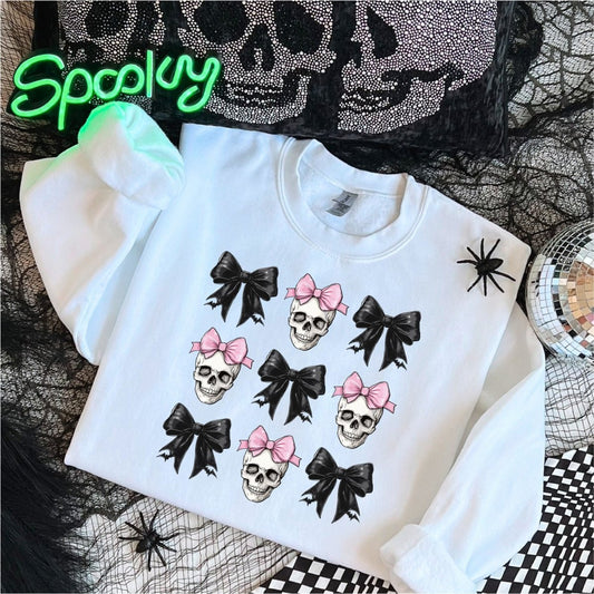 Coquette Skull and Ribbon Halloween DTF Transfer - PrintPony™