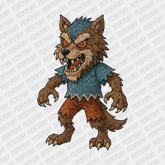 Cute Faux Embroidered Werewolf DTF Transfer - PrintPony™