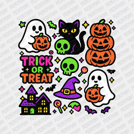 Cute Neon Halloween Collage DTF Transfer - PrintPony™