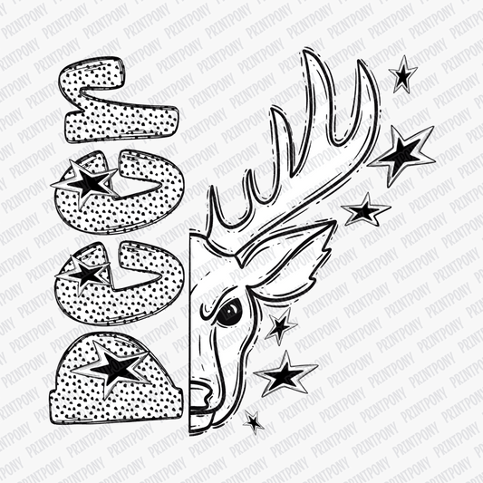 Deer Mascot Dotted Design DTF Transfer - PrintPony™