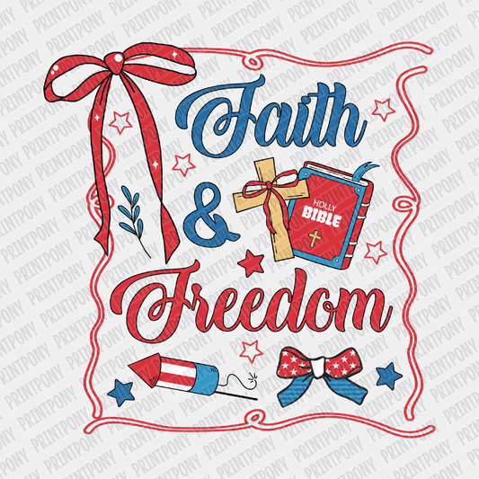 Faith and Freedom Coquette Patriotic DTF transfer - PrintPony