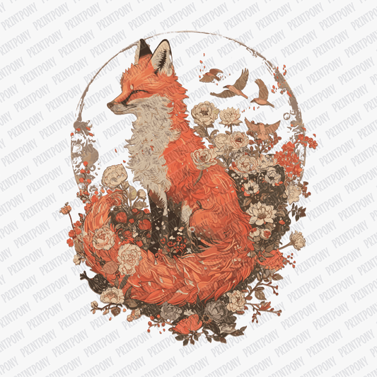 Fall Boho Floral Fox with Moon - DTF Transfer - PrintPony™