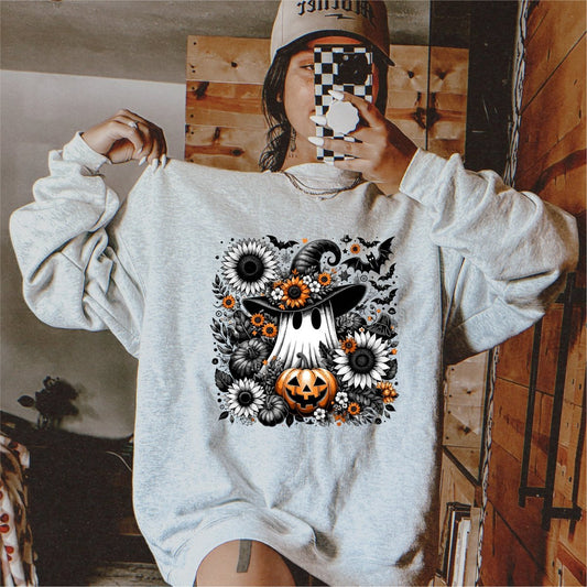 Fall Ghost and Pumpkin with Sunflowers - DTF Transfer - PrintPony™