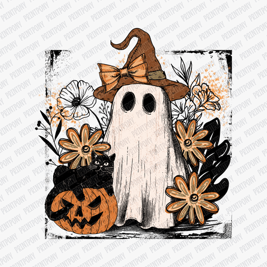 Fall Ghost, Cat and Pumpkin - DTF Transfer - PrintPony™