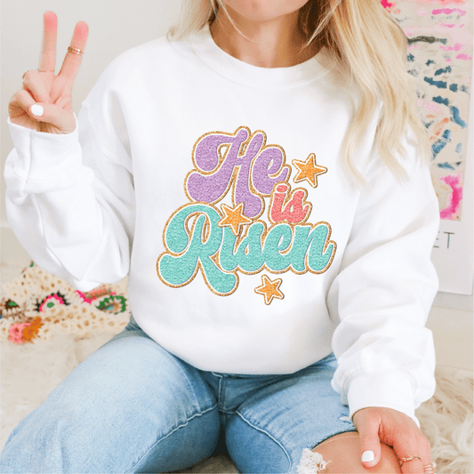 Faux Chenille Patch He is Risen DTF Transfer - PrintPony®