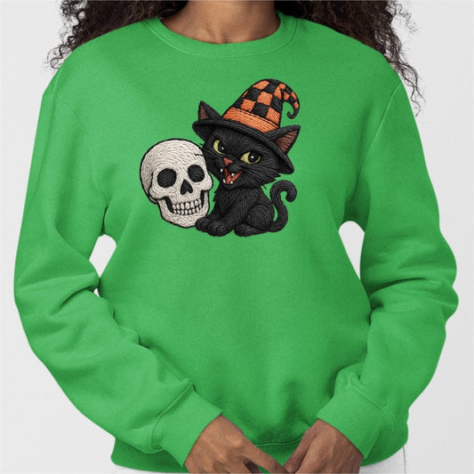 Faux Embroidered Cat and Skeleton DTF Transfer - PrintPony™