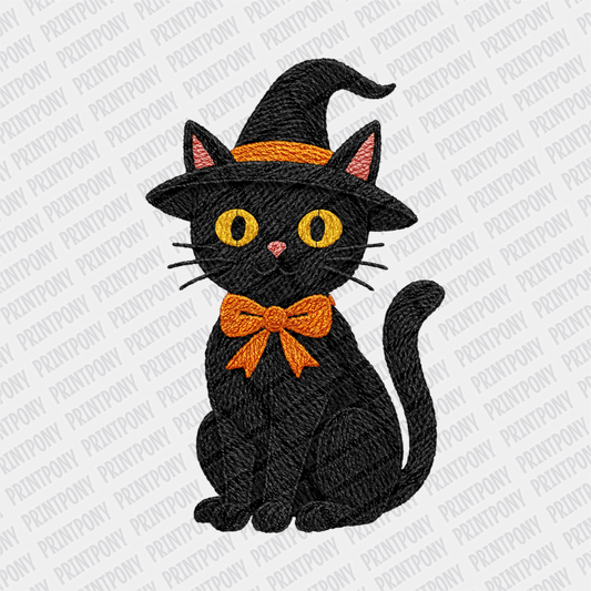 Faux Embroidered Cat Halloween DTF Transfer - PrintPony™