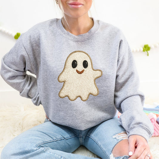 Faux Embroidered Ghost Halloween DTF Transfer - PrintPony