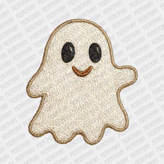 Faux Embroidered Ghost Halloween DTF Transfer - PrintPony™