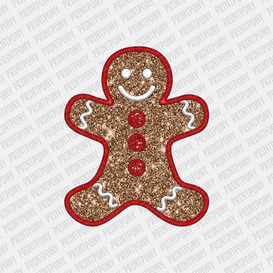 Faux Embroidered Gingerbread Man DTF transfer - PrintPony