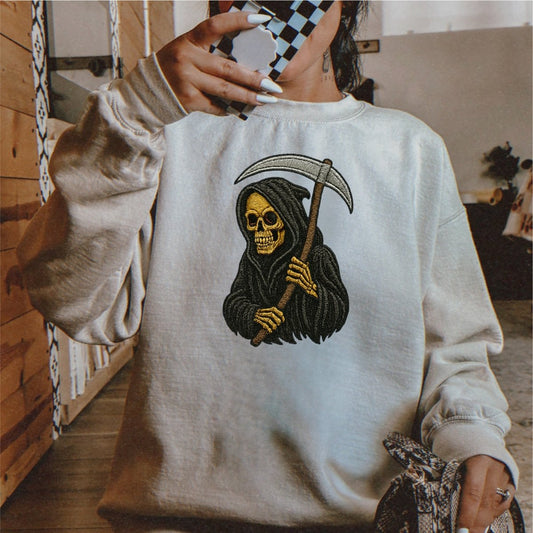 Faux Embroidered Grim Reaper DTF Transfer - PrintPony™