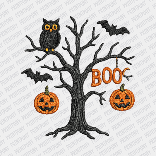 Faux Embroidered Halloween Tree DTF Transfer - PrintPony™