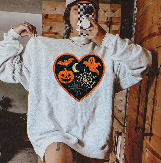 Faux Embroidered Heart Halloween DTF Transfer - PrintPony™