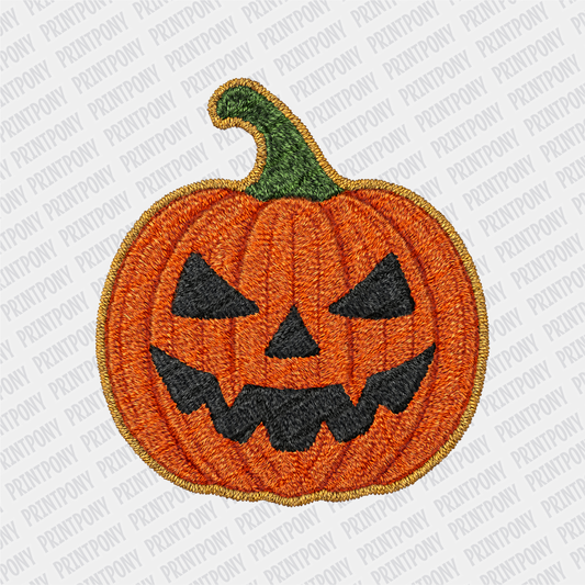 Faux Embroidered Scary Pumpkin DTF Transfer
