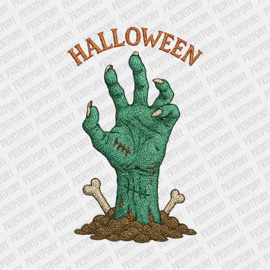 Faux Embroidered Zombie Hand Halloween DTF Transfer - PrintPony™