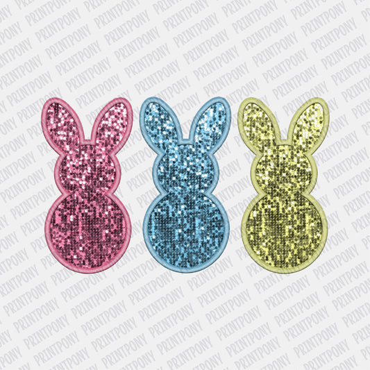 Faux Sequins Easter Bunnies DTF Transfer - PrintPony®
