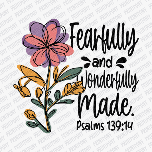 Fearfully and Wonderfully Made Floral DTF Transfer - PrintPony®